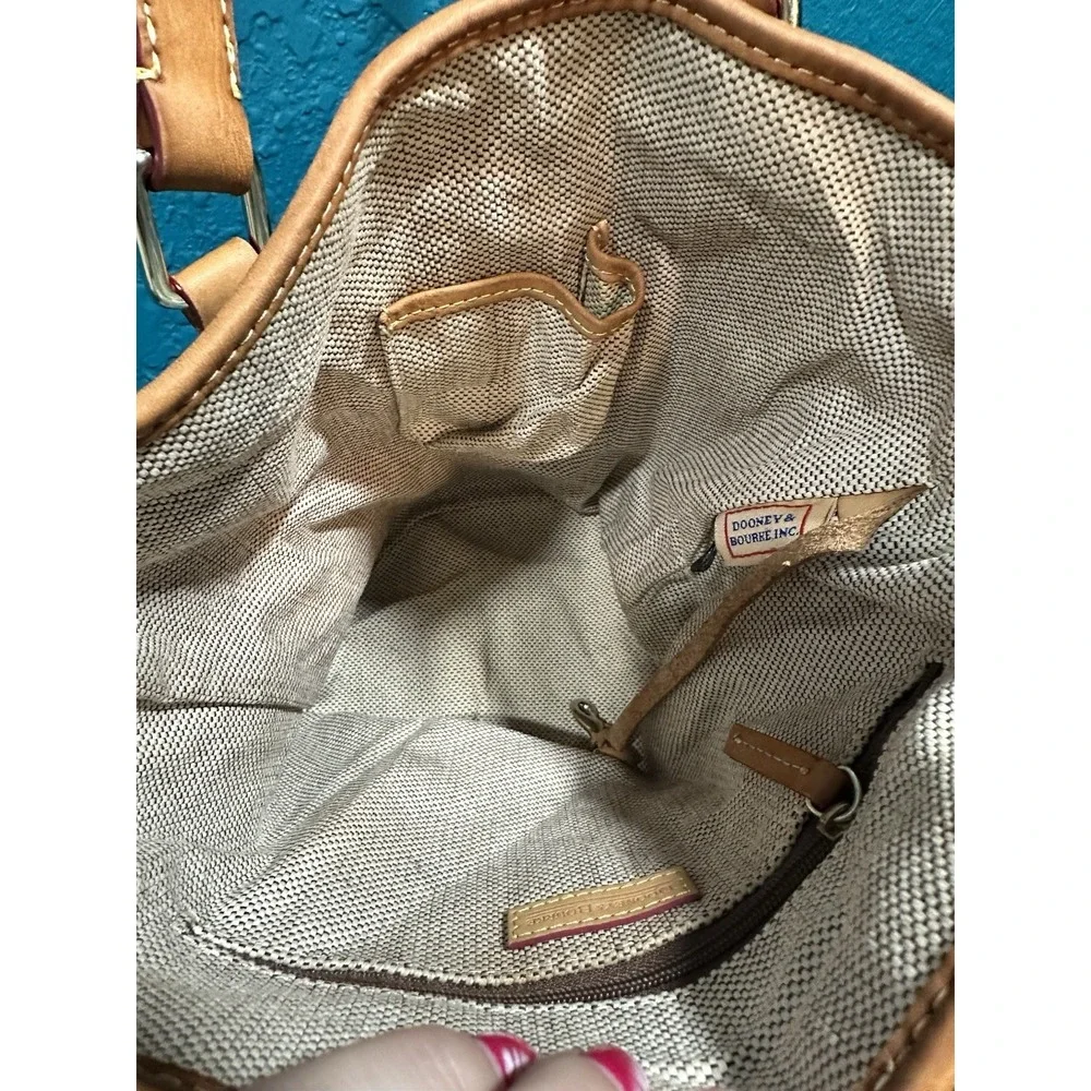 Vintage 1975‎ Dooney & Bourke Blue and Tan Canvas and Leather Handbag RARE